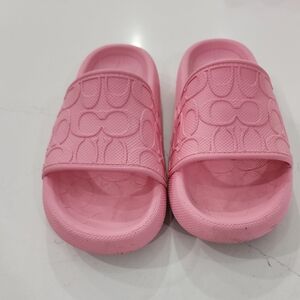 Coach Pink Slide Sandals with Textured Design